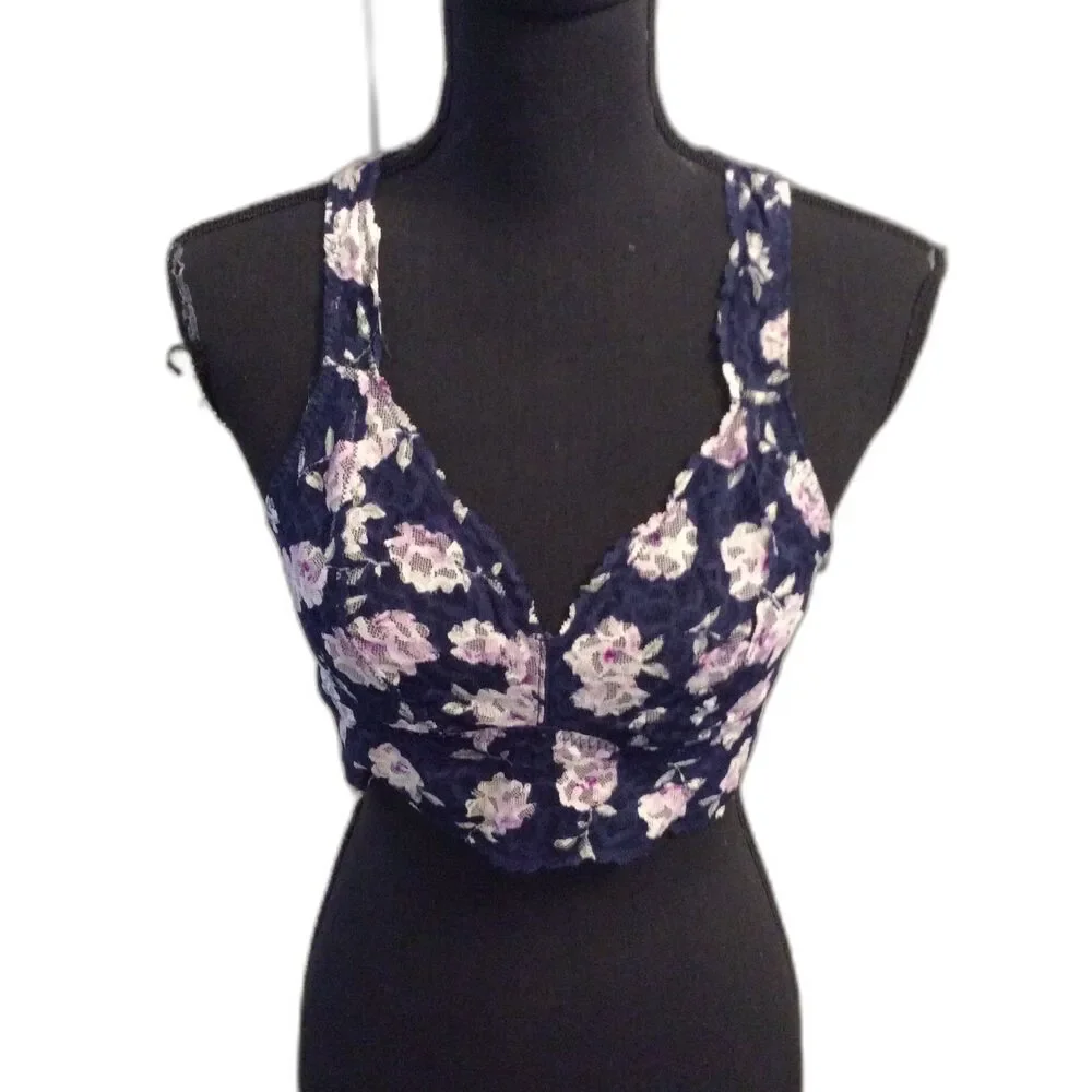 Victoria's Secret PINK Floral Medium Lace Bralette Blue